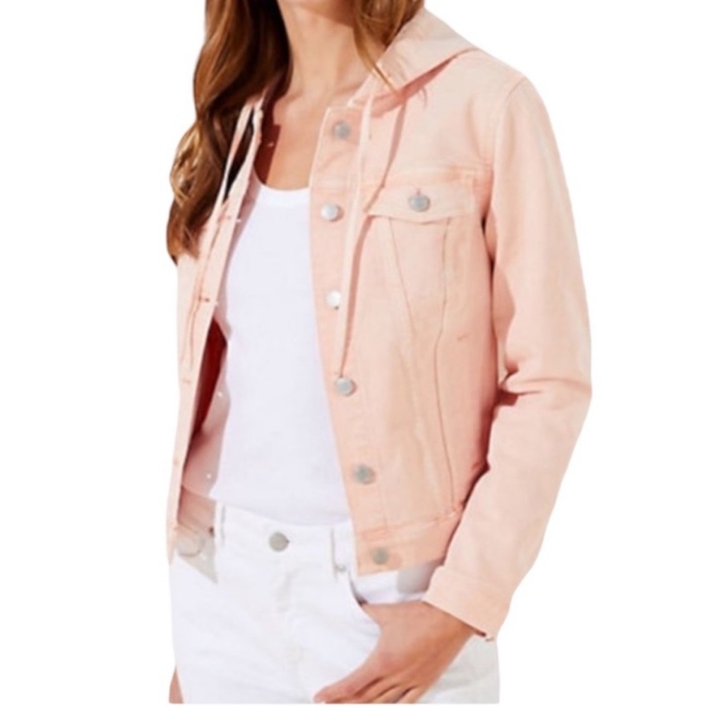 Loft Peach Denim Jacket with Hood NWT